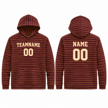 Maroon and Gold Striped Pullover Hoodie
