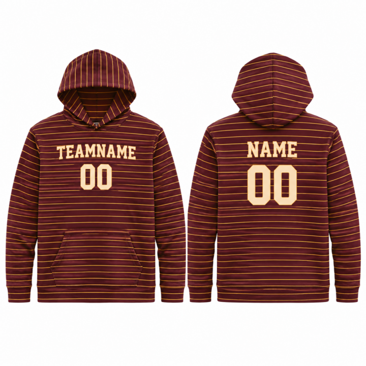 Maroon and Gold Striped Pullover Hoodie