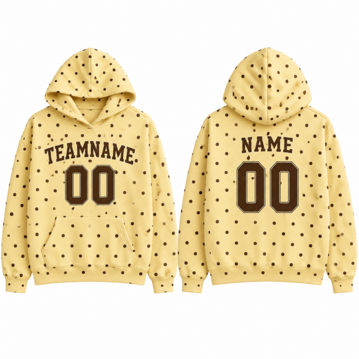 Gold and Brown Polka Dot Pullover Hoodie