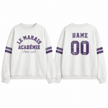 White and Purple Oversized Crewneck Sweatshirt