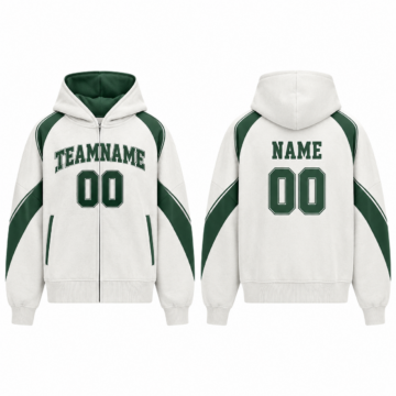 White and Green Oversized Crewneck Sweatshirt
