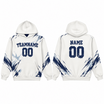 White and Navy Oversized Crewneck Sweatshirt