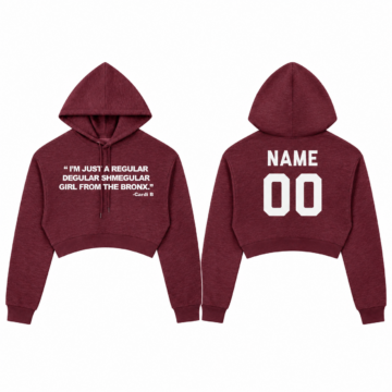 Burgundy and White Cropped Hoodie