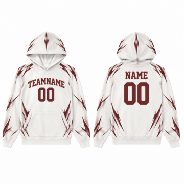 White and Burgundy Color Block Hoodie