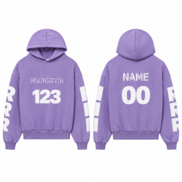 Purple and White Graphic Oversized Hoodie