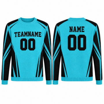 Cyan and Black Crew Neck Knit Sweater