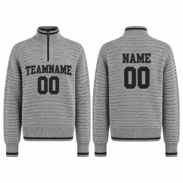 Gray and Black Half-Zip Mock Neck Sweater