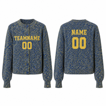 Royal Blue and Yellow Marled Knit Cardigan