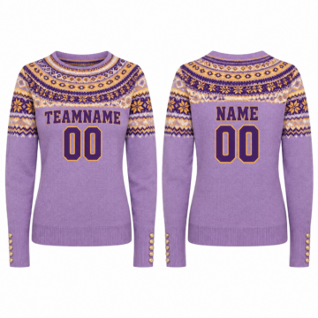 Purple and Gold Fair Isle Knit Sweater