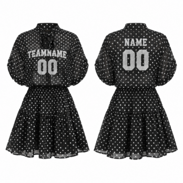 Silver and Black Polka Dot Mini Dress
