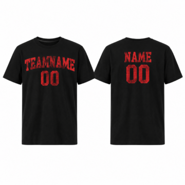 Black and Red Graphic Crewneck T-Shirt