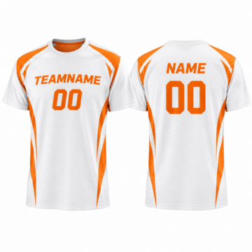 White and Orange Graphic Crewneck T-Shirt