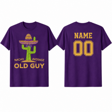 Purple and Gold Graphic Print Cotton T-Shirt