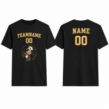 Black and Gold Guitar Graphic Crew Neck T-Shirt