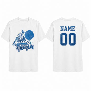 White and Blue Off-Road Graphic T-Shirt