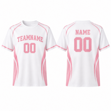 White and Pink Crew Neck Graphic T-Shirt