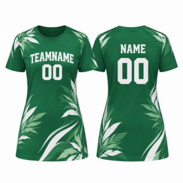 Green and White Crew Neck T-Shirt