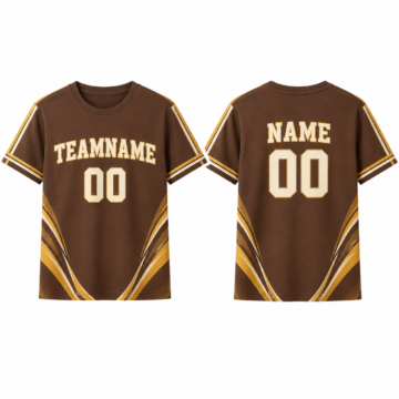 Brown and Gold Crew Neck T-Shirt