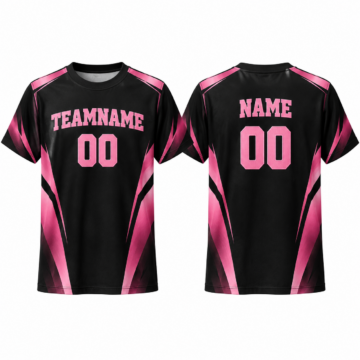 Pink and Black Colorblock Crew Neck T-Shirt