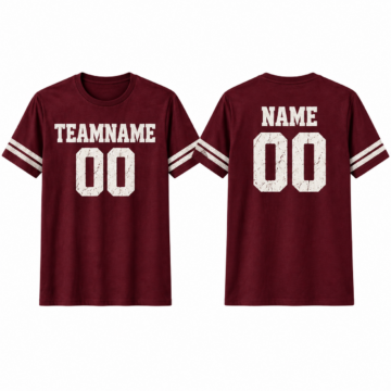 Burgundy and White Colorblock Crew Neck T-Shirt