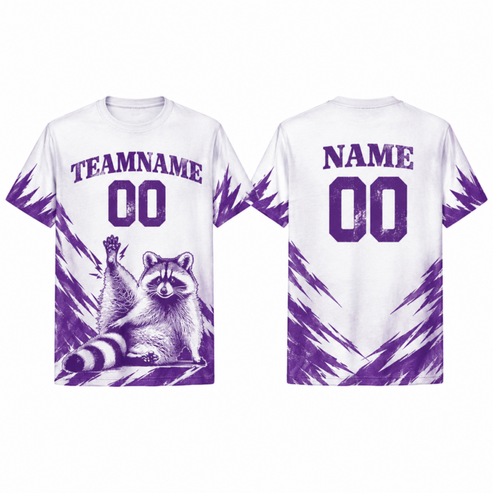 White and Purple Color Block Crew Neck T-Shirt