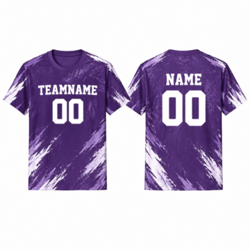 Purple and White Color Block Crew Neck T-Shirt