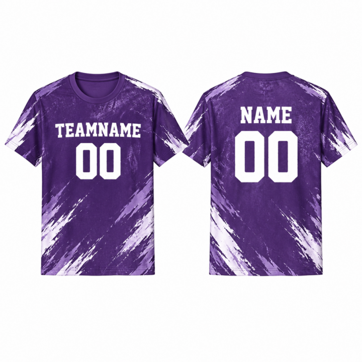 Purple and White Color Block Crew Neck T-Shirt